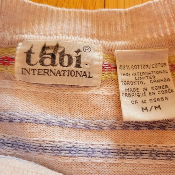 5/$20 Vintage 90s Tabi Nordic stripe patterned sweater tee shirt medium - Picture 4 of 5